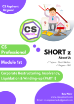 Corporate Restructuring, Insolvency Liquidation & Winding-up (PART 1) CS PROF.
